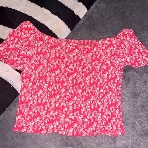 Red Floral Off The Shoulder Blouse